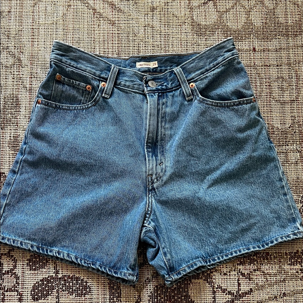 Levi's Blue High-Waisted Jean Shorts